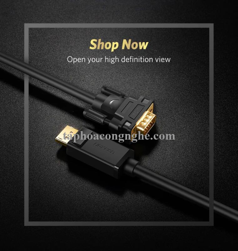 Ugreen 10236 3M màu Đen Cáp chuyển đổi DP sang VGA Hỗ trợ độ phân giải Full HD 1080P DP105 30010236